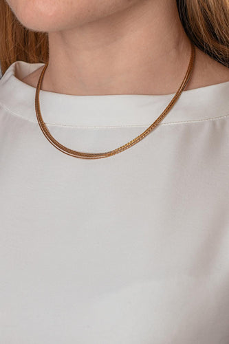 Collier maille tressée en or jaune, rose et blanc 58 Facettes 5729958CN