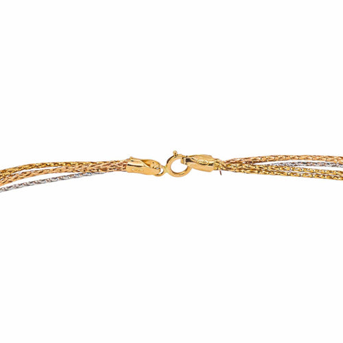 Collier maille tressée en or jaune, rose et blanc 58 Facettes 5729958CN