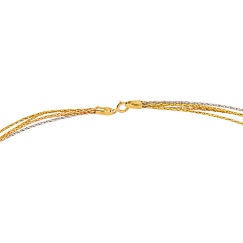 Collier Collier maille tressée en or jaune, rose et blanc 58 Facettes 5729958CN