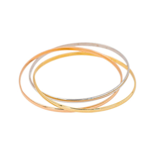Bracelet jonc en or jaune, blanc et rose 58 Facettes 5774578CN