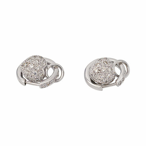 Boucles d'oreilles en or blanc et noir 18 ct avec diamants bruns 58 Facettes 5828128CN