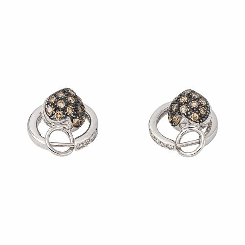 Boucles d'oreilles en or blanc et noir 18 ct avec diamants bruns 58 Facettes 5828128CN
