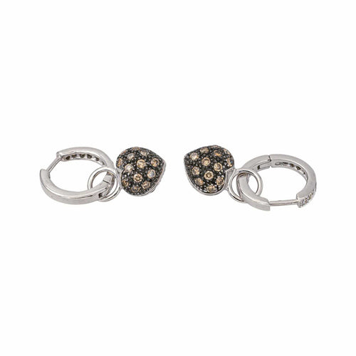 Boucles d'oreilles en or blanc et noir 18 ct avec diamants bruns 58 Facettes 5828128CN