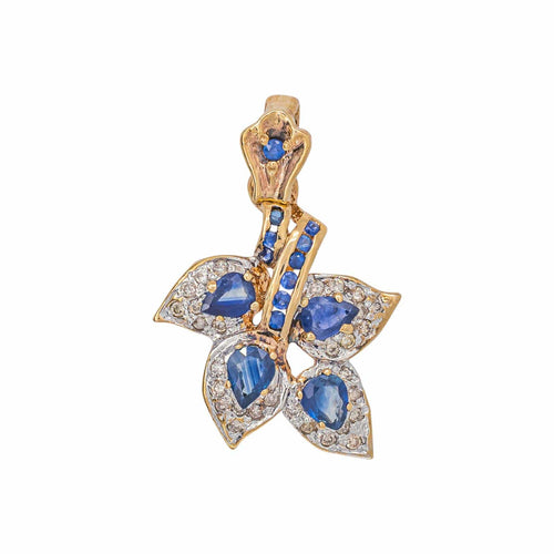 Pendentif floral en or blanc et rose, saphirs et diamants 58 Facettes 5964227RV