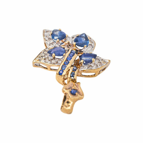 Pendentif floral en or blanc et rose, saphirs et diamants 58 Facettes 5964227RV