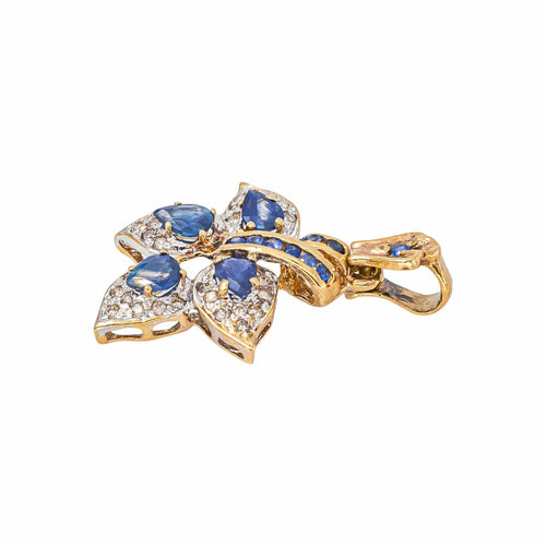 Pendentif floral en or blanc et rose, saphirs et diamants 58 Facettes 5964227RV
