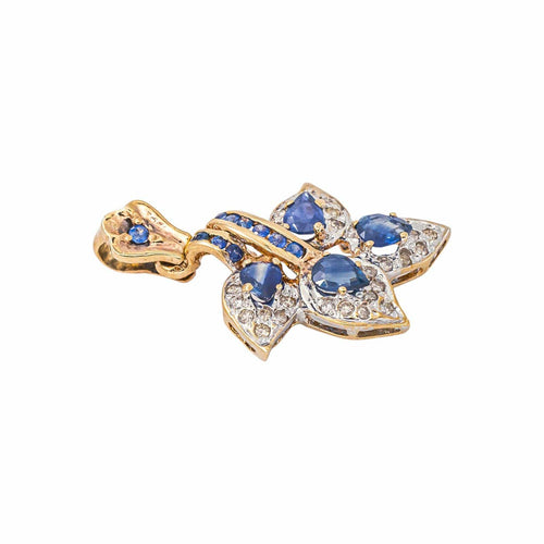 Pendentif floral en or blanc et rose, saphirs et diamants 58 Facettes 5964227RV