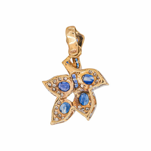 Pendentif floral en or blanc et rose, saphirs et diamants 58 Facettes 5964227RV