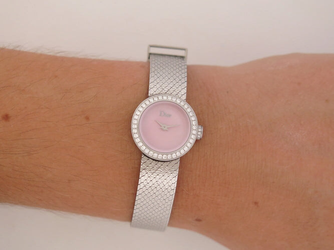 Dior La Mini D Satinée - Montre 19 mm en acier et diamants 58 Facettes 276471