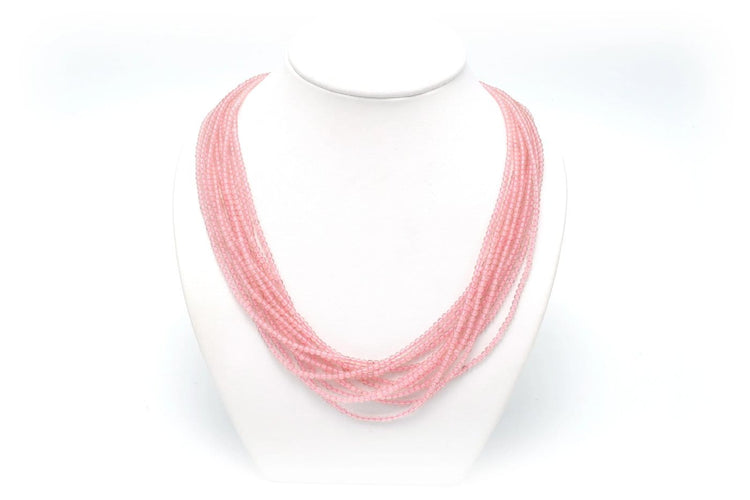 Collier en perles de quartz rose et or jaune 18 carats 58 Facettes 23062