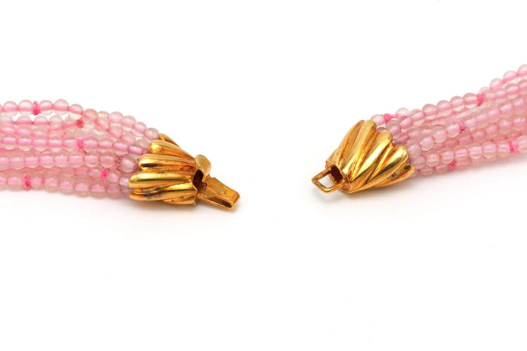 Collier en perles de quartz rose et or jaune 18 carats 58 Facettes 23062