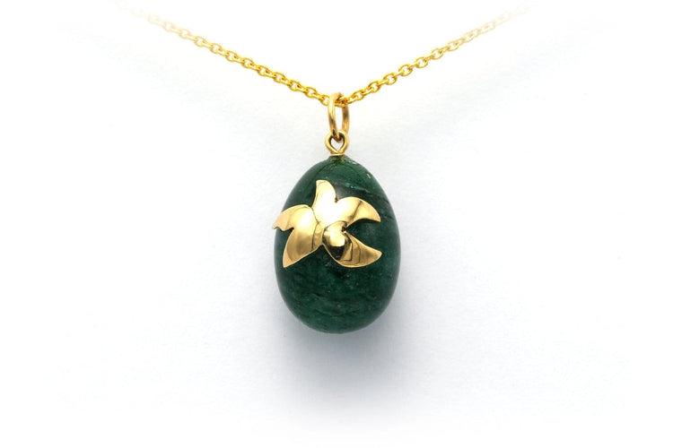 Pendentif contemporain en or jaune 18 carats et aventurine 58 Facettes B203