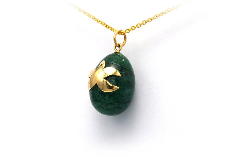 Pendentif contemporain en or jaune 18 carats et aventurine 58 Facettes B203