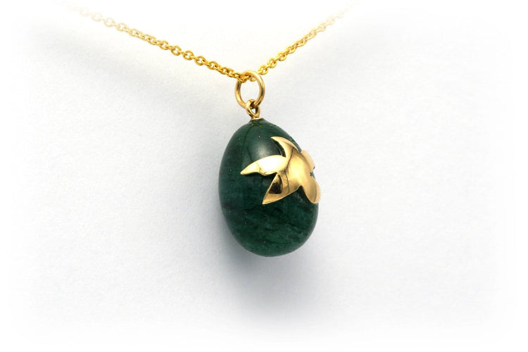 Pendentif contemporain en or jaune 18 carats et aventurine 58 Facettes B203