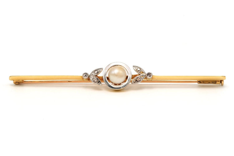 Broche Art déco en or jaune, perle et diamants 58 Facettes B215