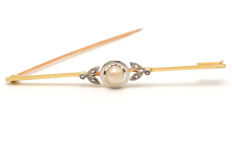 Broche Art déco en or jaune, perle et diamants 58 Facettes B215