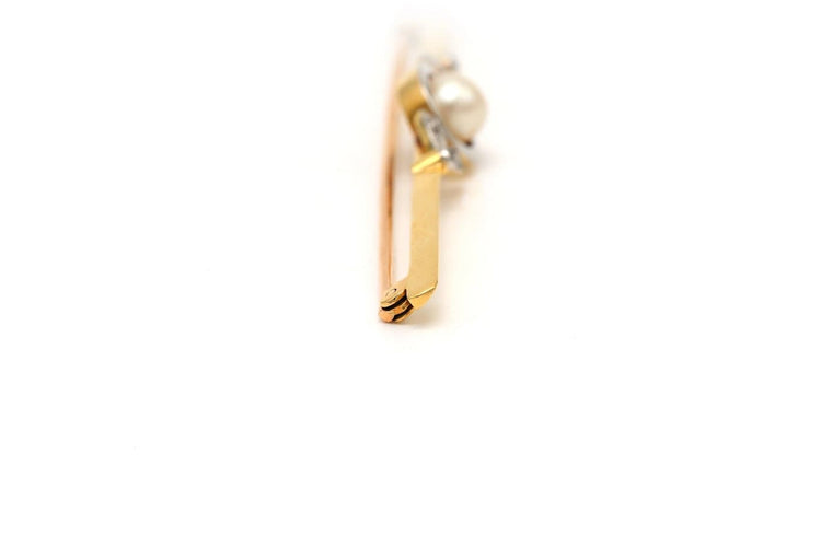 Broche Art déco en or jaune, perle et diamants 58 Facettes B215