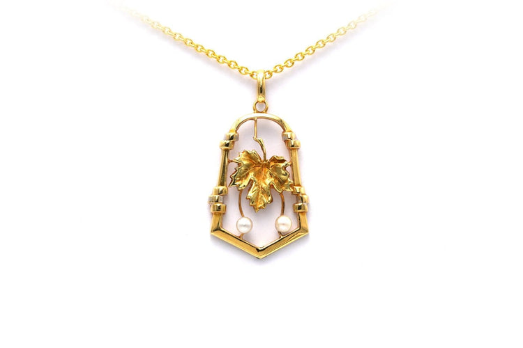 Art Nouveau - Pendentif en or jaune 18 carats et perles 58 Facettes 20414