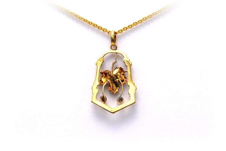 Art Nouveau - Pendentif en or jaune 18 carats et perles 58 Facettes 20414