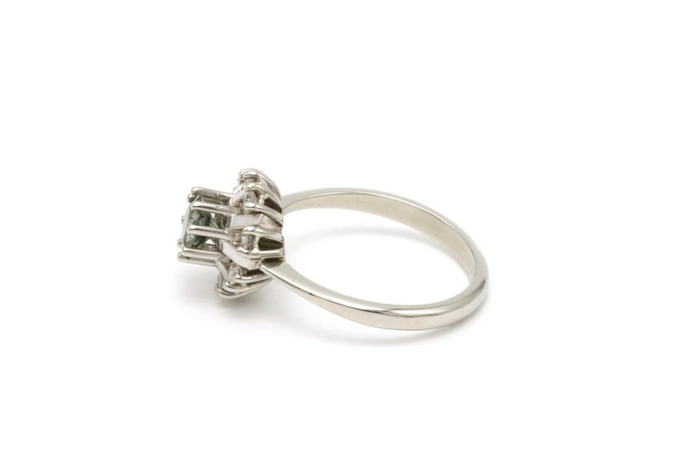 53 Années 50 - Bague en or blanc, tourmaline et diamants 58 Facettes B518