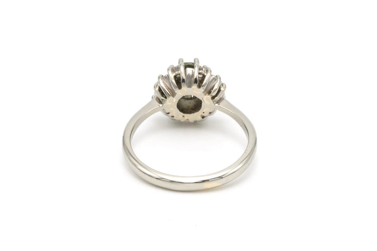 53 Années 50 - Bague en or blanc, tourmaline et diamants 58 Facettes B518