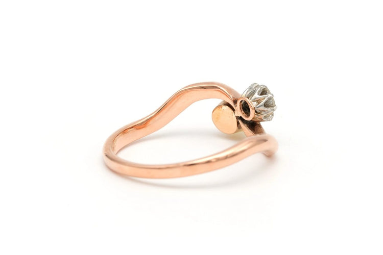 56 Art Nouveau - Bague en or rose, perle et diamant 58 Facettes 21427