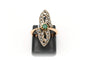 44 Bague Art nouveau en or jaune, émeraude et diamants 58 Facettes B578