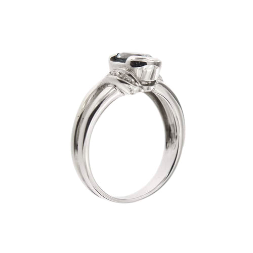 Bague Bague - Aigue-marine et diamants en or blanc 18 ct 58 Facettes 21456