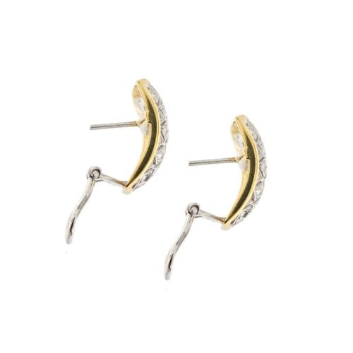 Boucles d'oreilles Boucles d’oreilles puces - Diamants taille brillant en or blanc et or jaune 18 kt 58 Facettes 22616