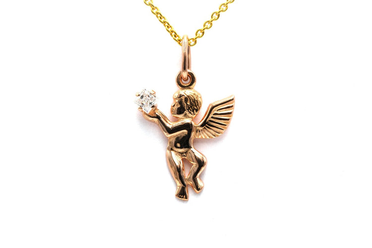 Pendentif Pendentif contemporain en or jaune 14 carats serti d'un oxyde de zirconium 58 Facettes 23708