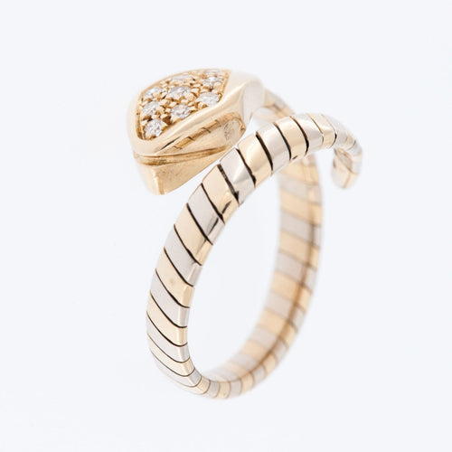58 Bague serpent en or jaune et blanc 18 carats avec diamants 58 Facettes A1614
