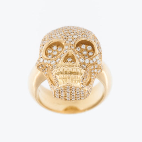 58 Bague tête de mort en or jaune 18 carats et diamants 58 Facettes A1617