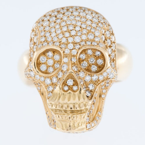 58 Bague tête de mort en or jaune 18 carats et diamants 58 Facettes A1617