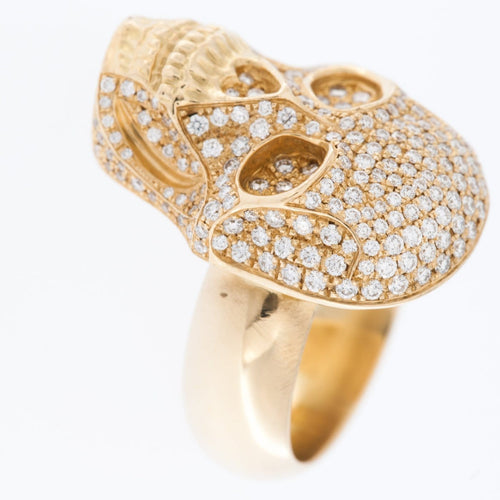 58 Bague tête de mort en or jaune 18 carats et diamants 58 Facettes A1617