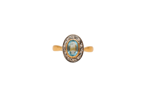 Bague Ovale Doublet Grenat & Diamants