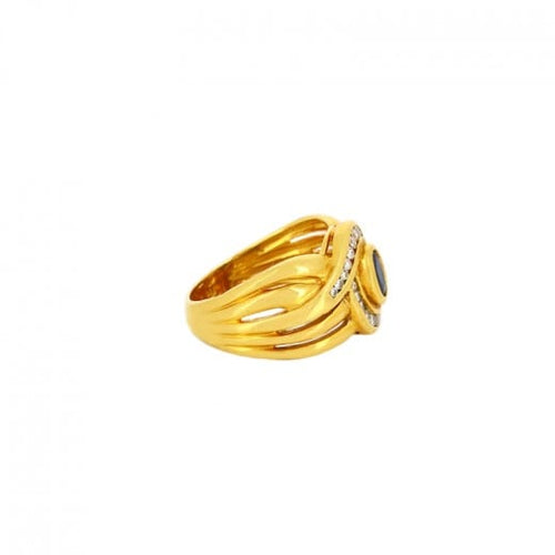 54.5 Bague en or jaune, saphir et diamants 58 Facettes BAGUE008
