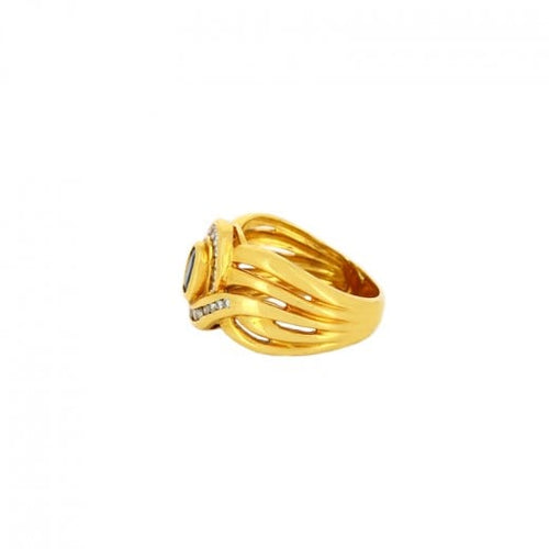 54.5 Bague en or jaune, saphir et diamants 58 Facettes BAGUE008