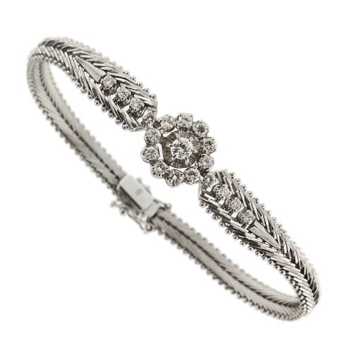 Bracelet Bracelet vintage en or blanc 14 ct et diamants 0,89 ct 58 Facettes 34760