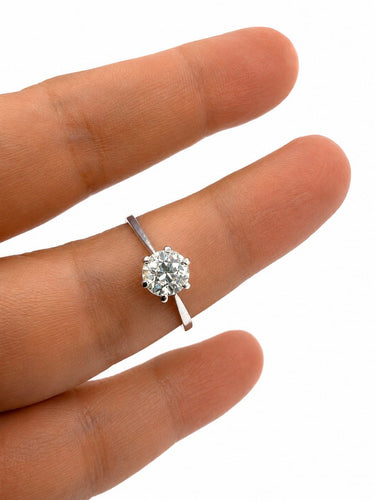 58 Solitaire - Bague en or blanc 18 carats et diamant 58 Facettes Sol