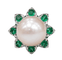 Bague en or blanc 18 carats avec perle et émeraudes