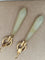 Boucles d'oreilles pendantes anciennes en or rose et jade néphrite 58 Facettes CV-117