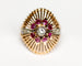 Bague 49 Dôme fils torsadés - Bague en or rose 750, rubis Verneuil et diamants, 1950 58 Facettes A12137