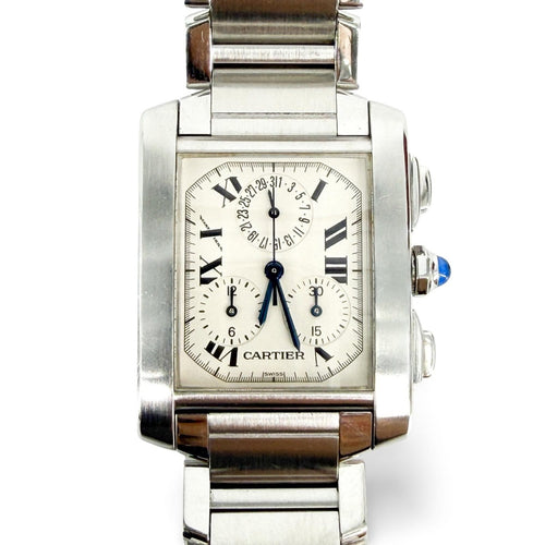 Cartier Tank Française - Montre Chronoflex en acier 58 Facettes wobnrl3kji