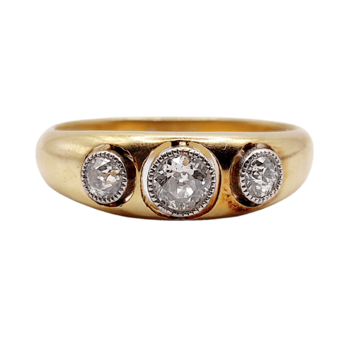 57 Bague jonc antique en or 18k et platine, diamants 58 Facettes A07684