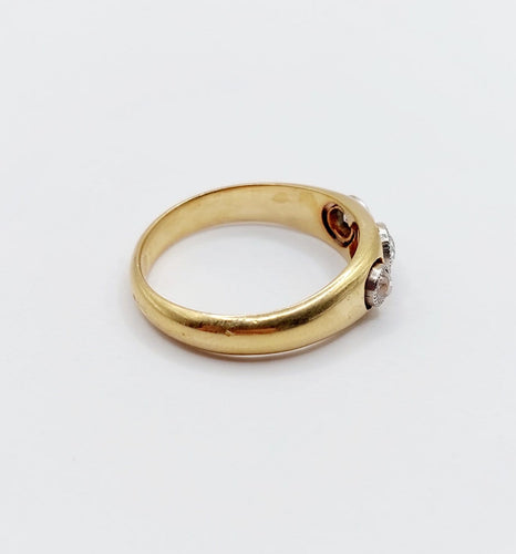 57 Bague jonc antique en or 18k et platine, diamants 58 Facettes A07684