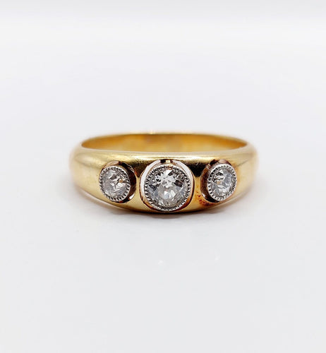 57 Bague jonc antique en or 18k et platine, diamants 58 Facettes A07684