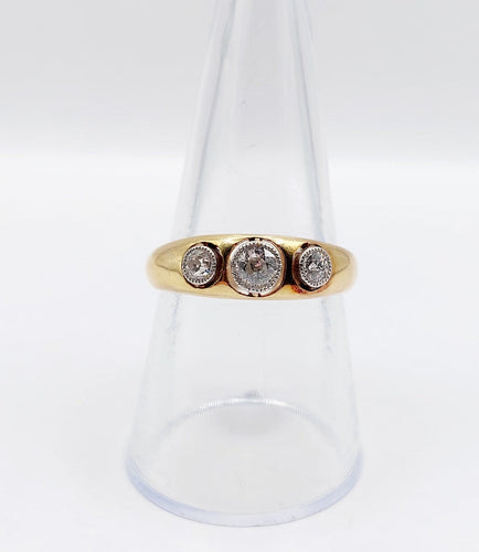 57 Bague jonc antique en or 18k et platine, diamants 58 Facettes A07684
