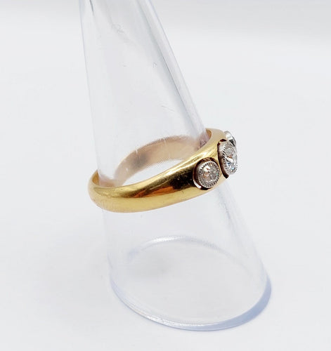 57 Bague jonc antique en or 18k et platine, diamants 58 Facettes A07684