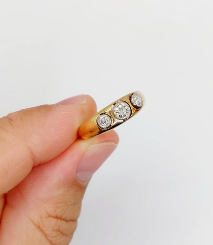 57 Bague jonc antique en or 18k et platine, diamants 58 Facettes A07684