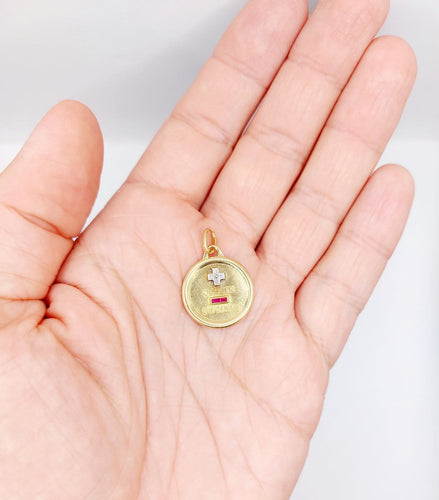 Augis - Pendentif médaille d'amour en or 18k, rubis et diamants 58 Facettes A07685